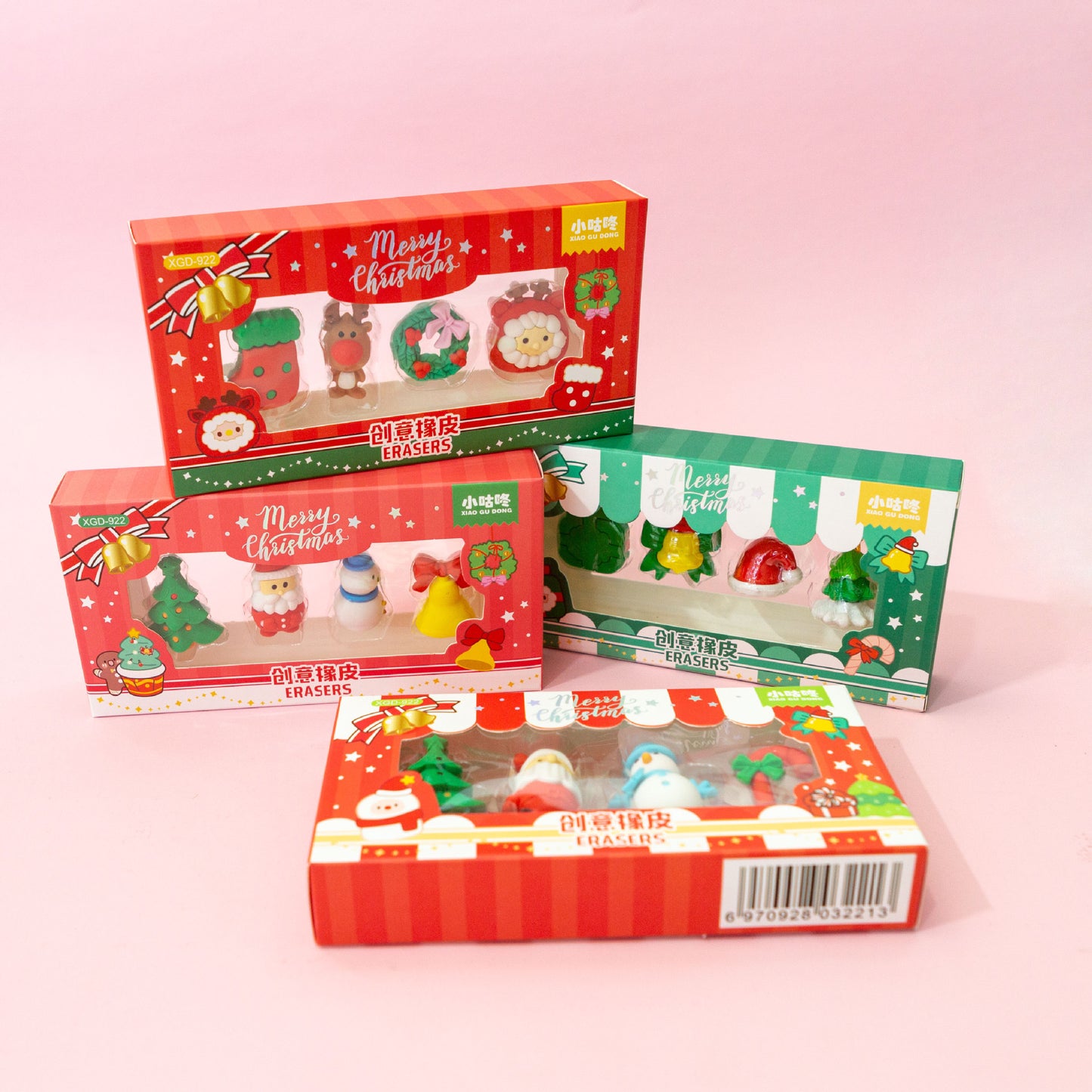 Cartoon Christmas Eraser Set