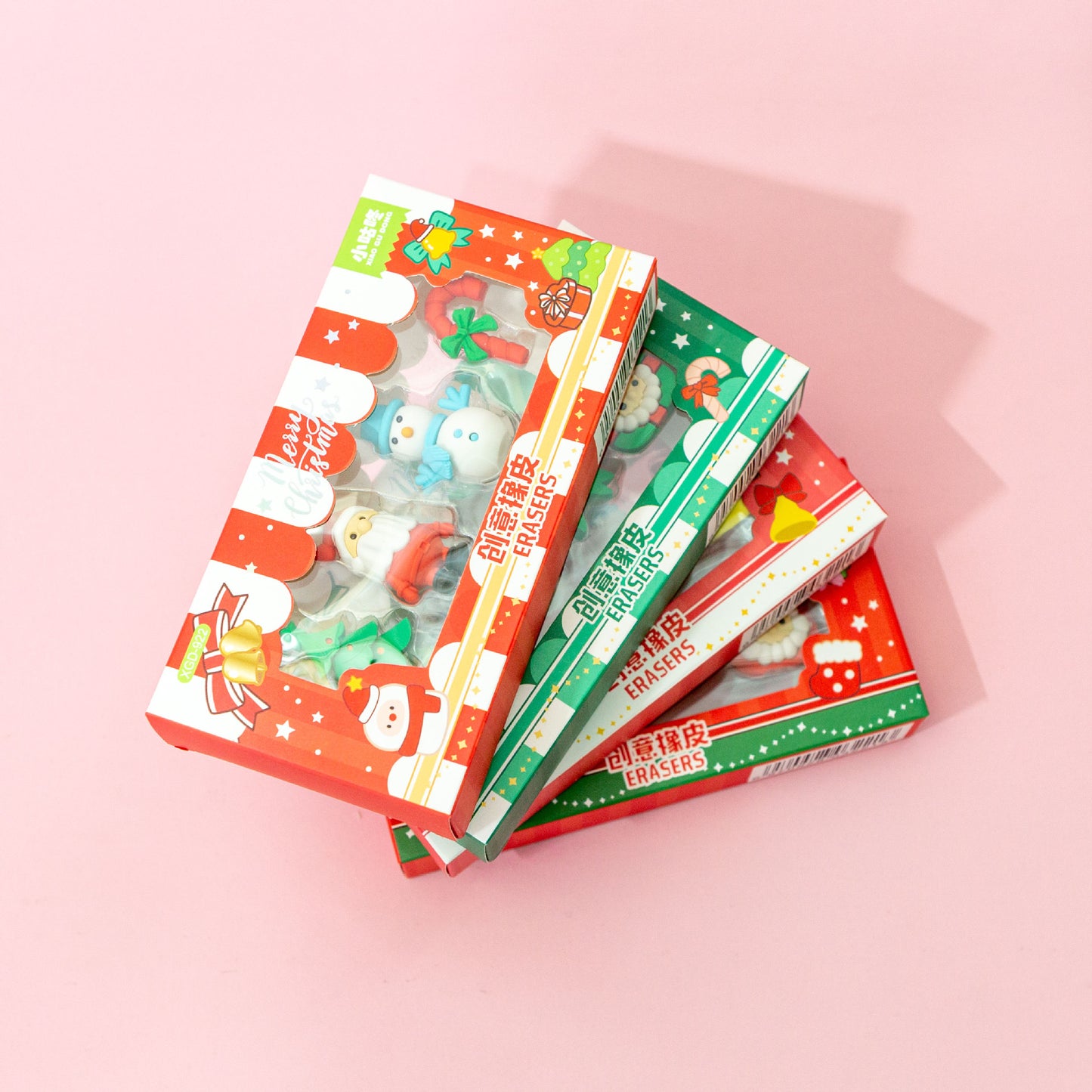 Cartoon Christmas Eraser Set