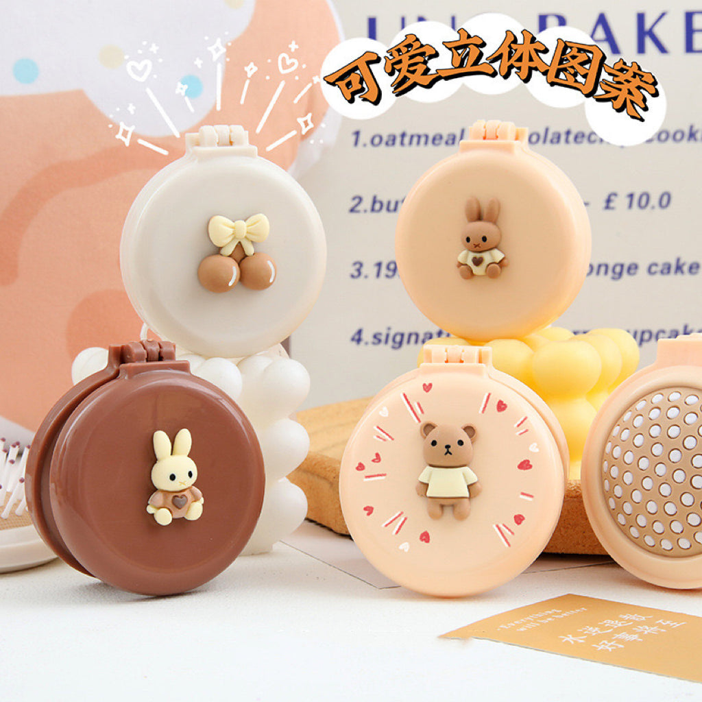 Cartoon folding air cushion comb with mirror