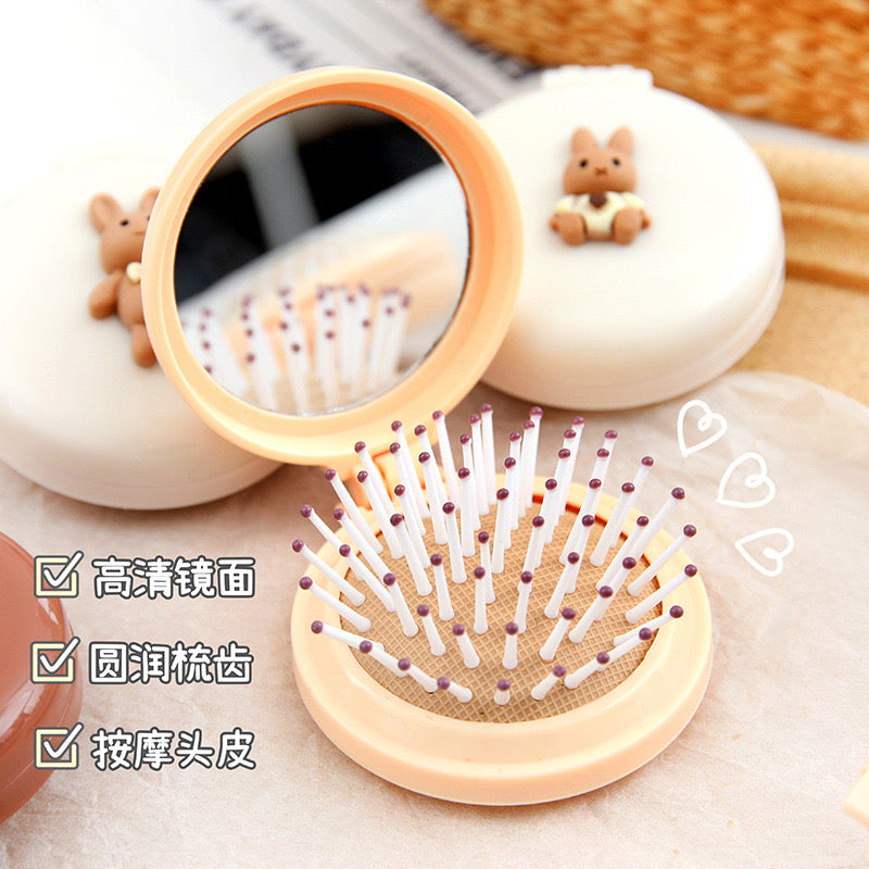 Cartoon folding air cushion comb with mirror