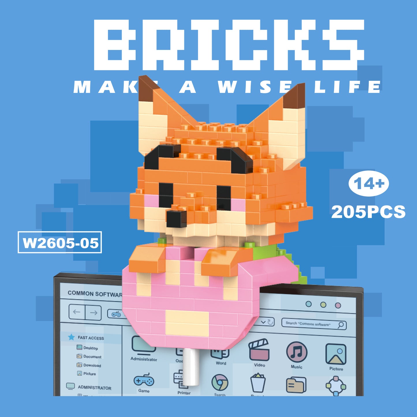 Cartoon theme 3D building blocks