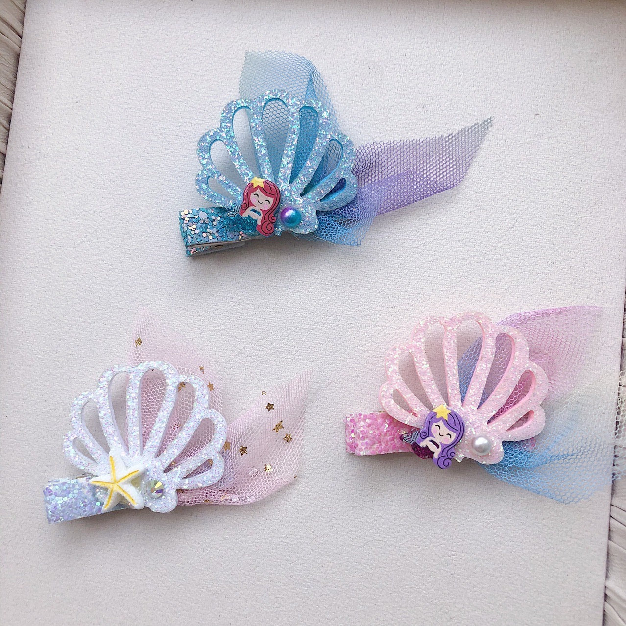 Mermaid hair and ear clip set for kids