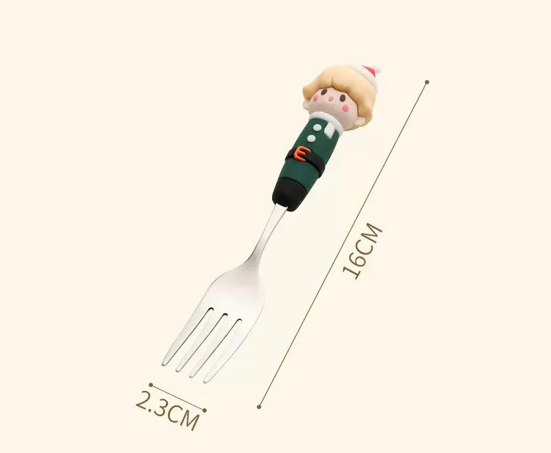 Christmas Large Stainless Steel Spoon and Fork 1pc