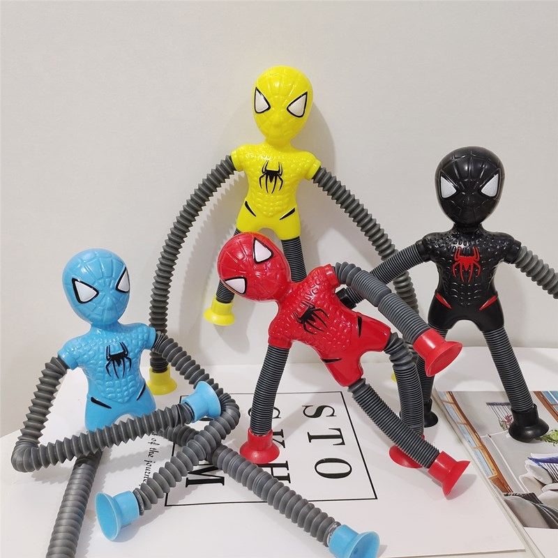 LED Tube Spiderman Toy, Telescopic Suction Cup Toy