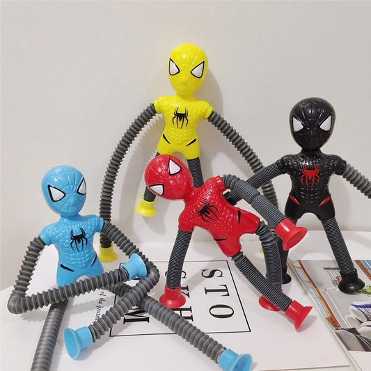 LED Tube Spiderman Toy, Telescopic Suction Cup Toy