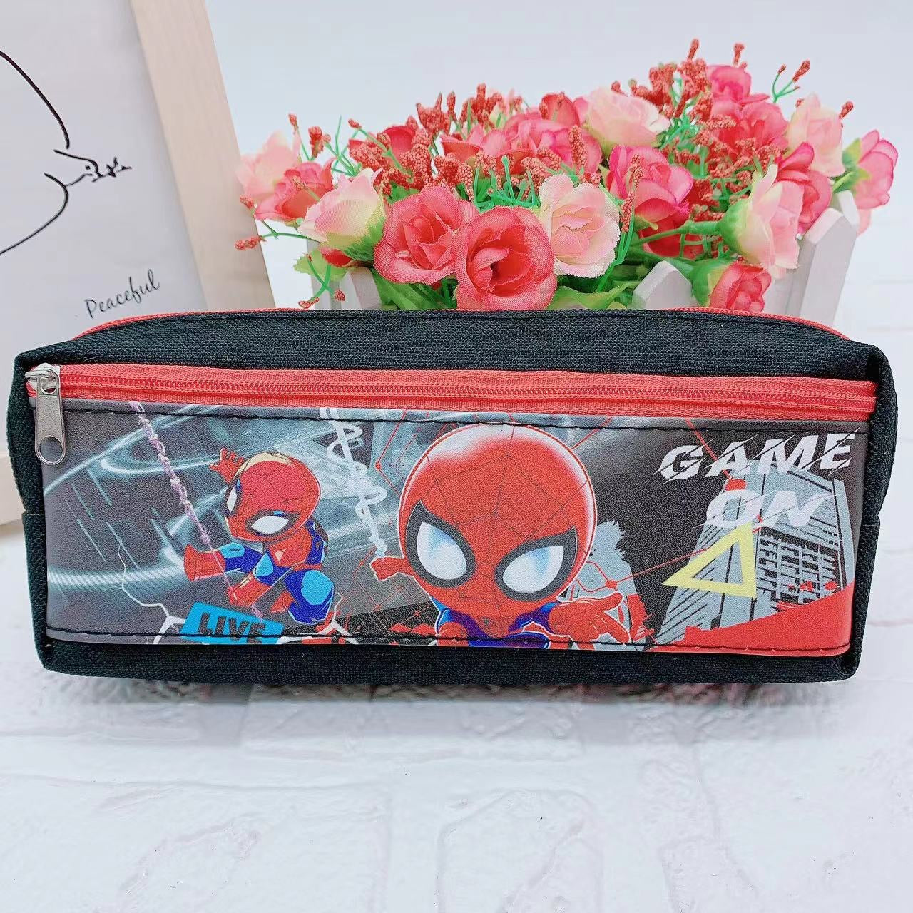 Spider-man canvas dounle compartment pencil case