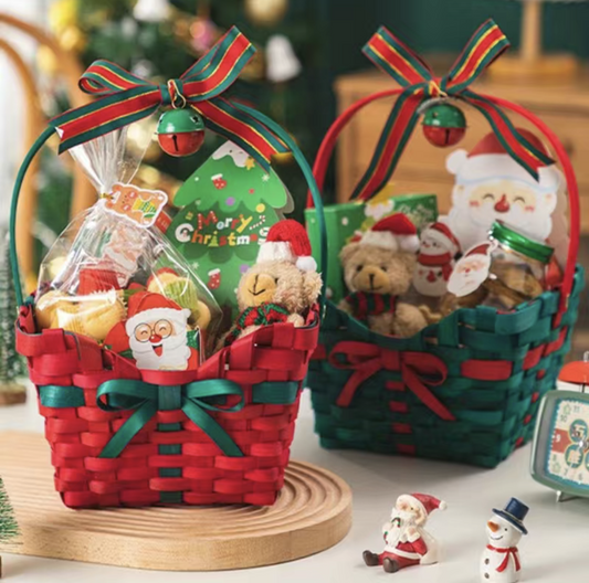 Bamboo Christmas Gift Basket 17x13x10x21cm