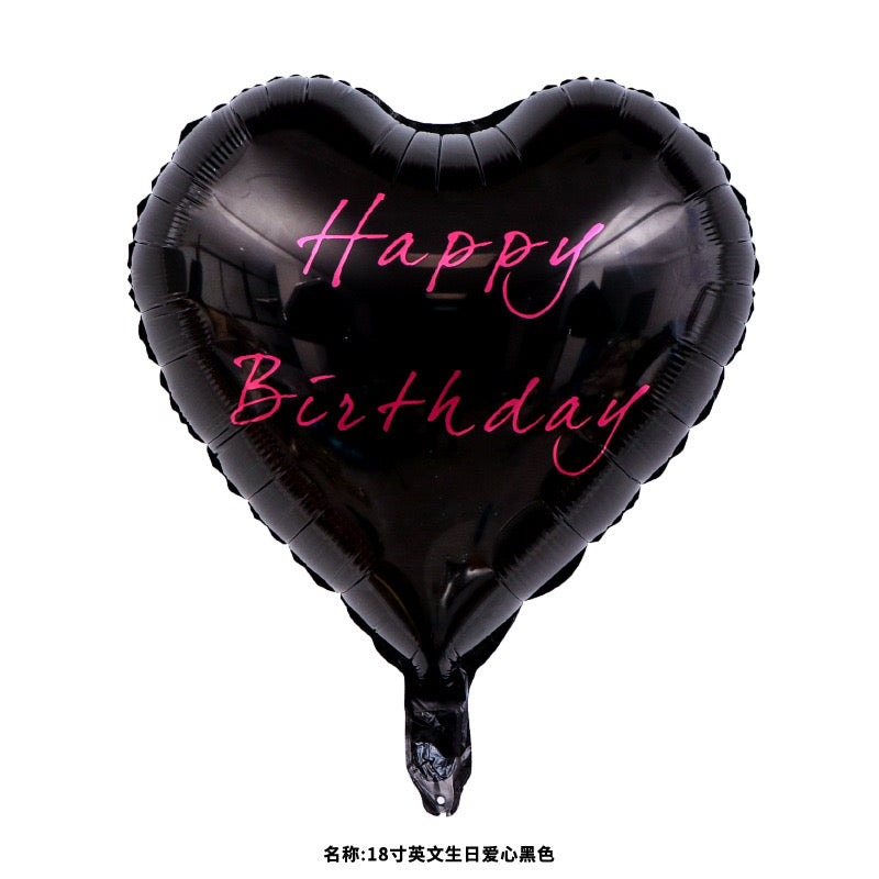 18" Black and Hot Pink Heart Shaped Foil Balloons