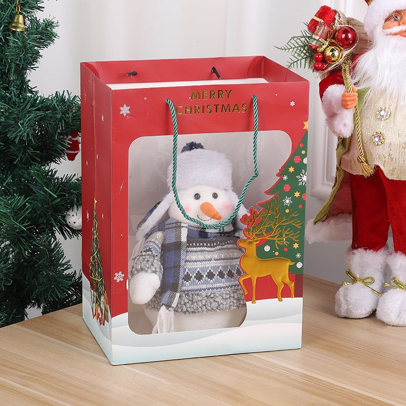 Christmas transparent paper tote gift bag 18x25x35cm