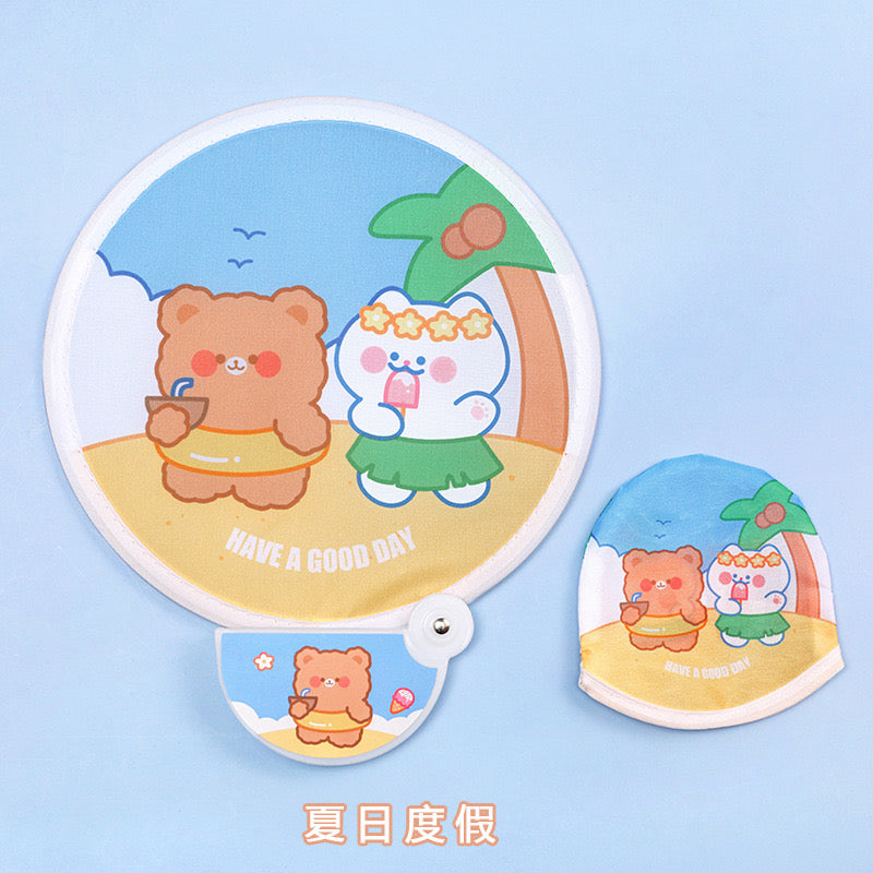 Cartoon Handheld Folding Round Fan