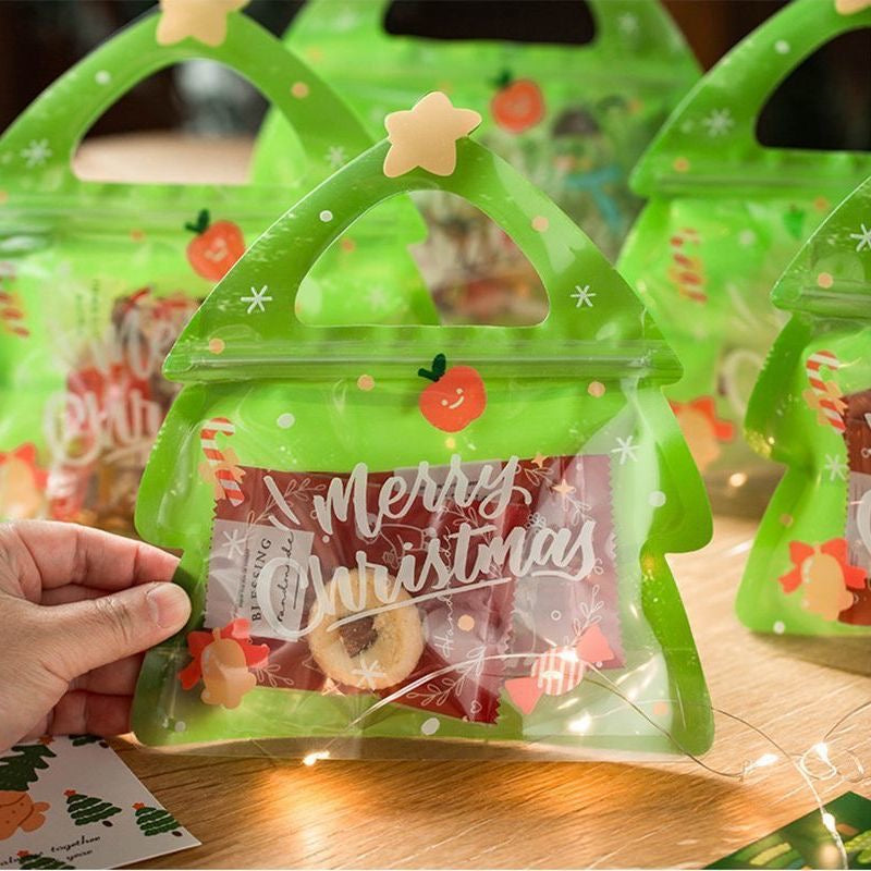 1 pc Small Christmas Tree Shape Plastic Snacks Bag