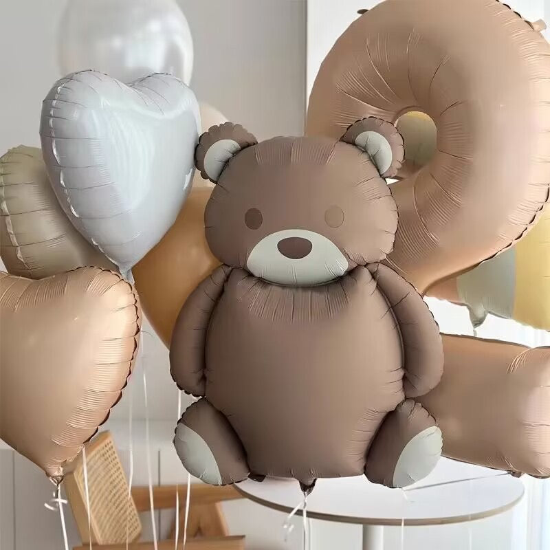 Cute cartoon bear, rainbow, car, plane foil balloons