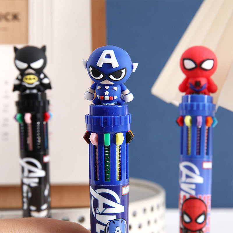 Avengers ten colors ballpoint pen Spiderman, Captain America, Bateman, Ironman