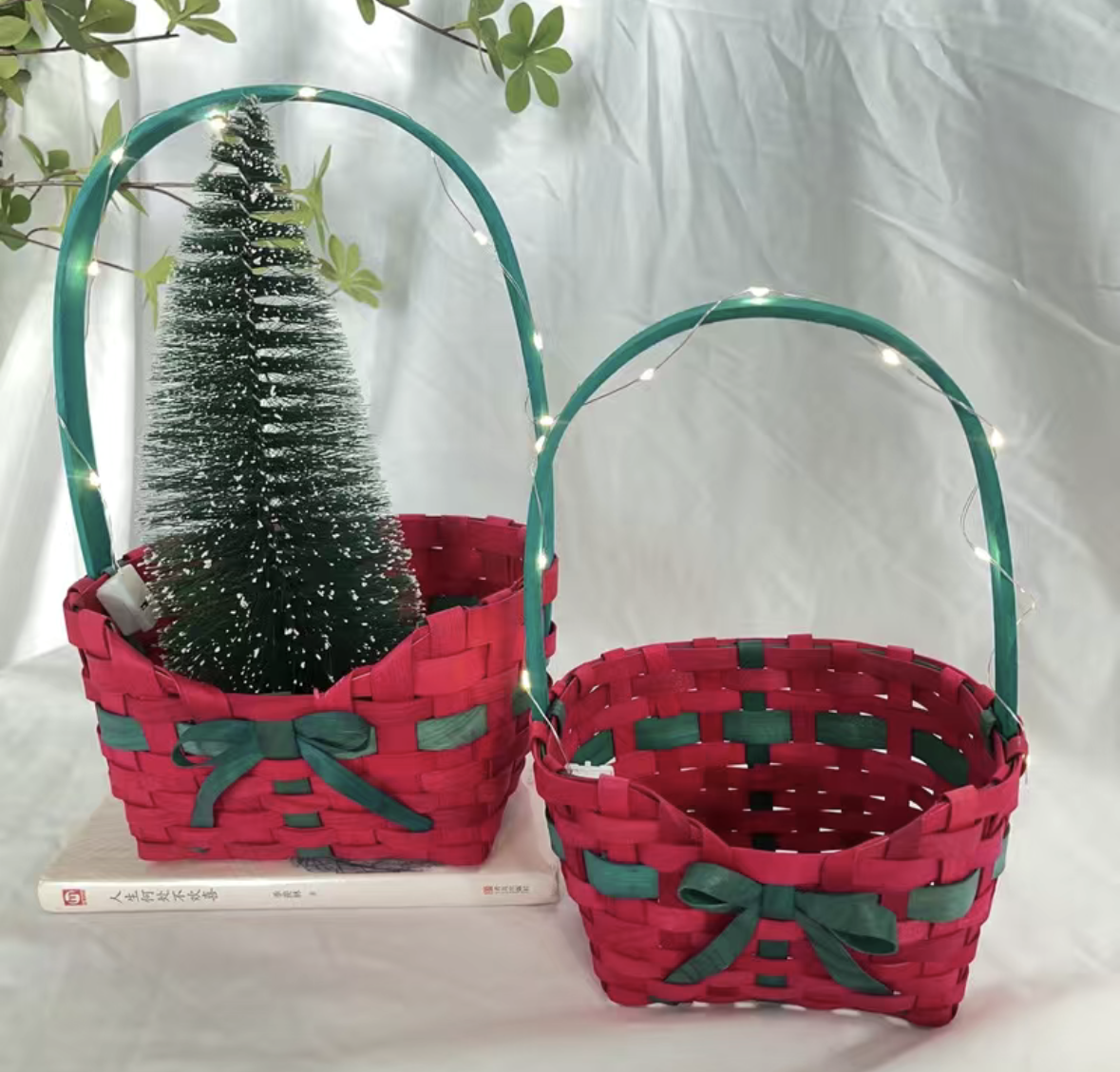 Bamboo Christmas Gift Basket 17x13x10x21cm