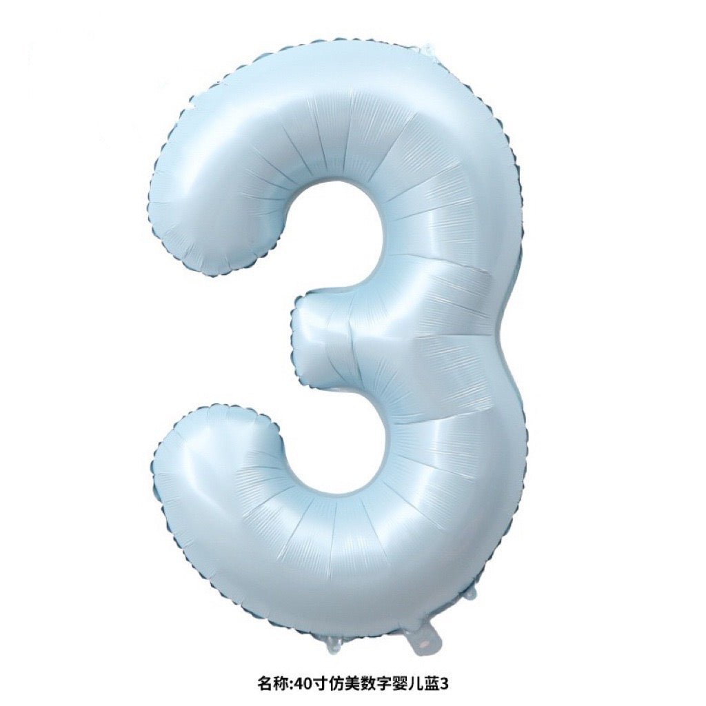 40" Baby Blue Foil Number Balloons