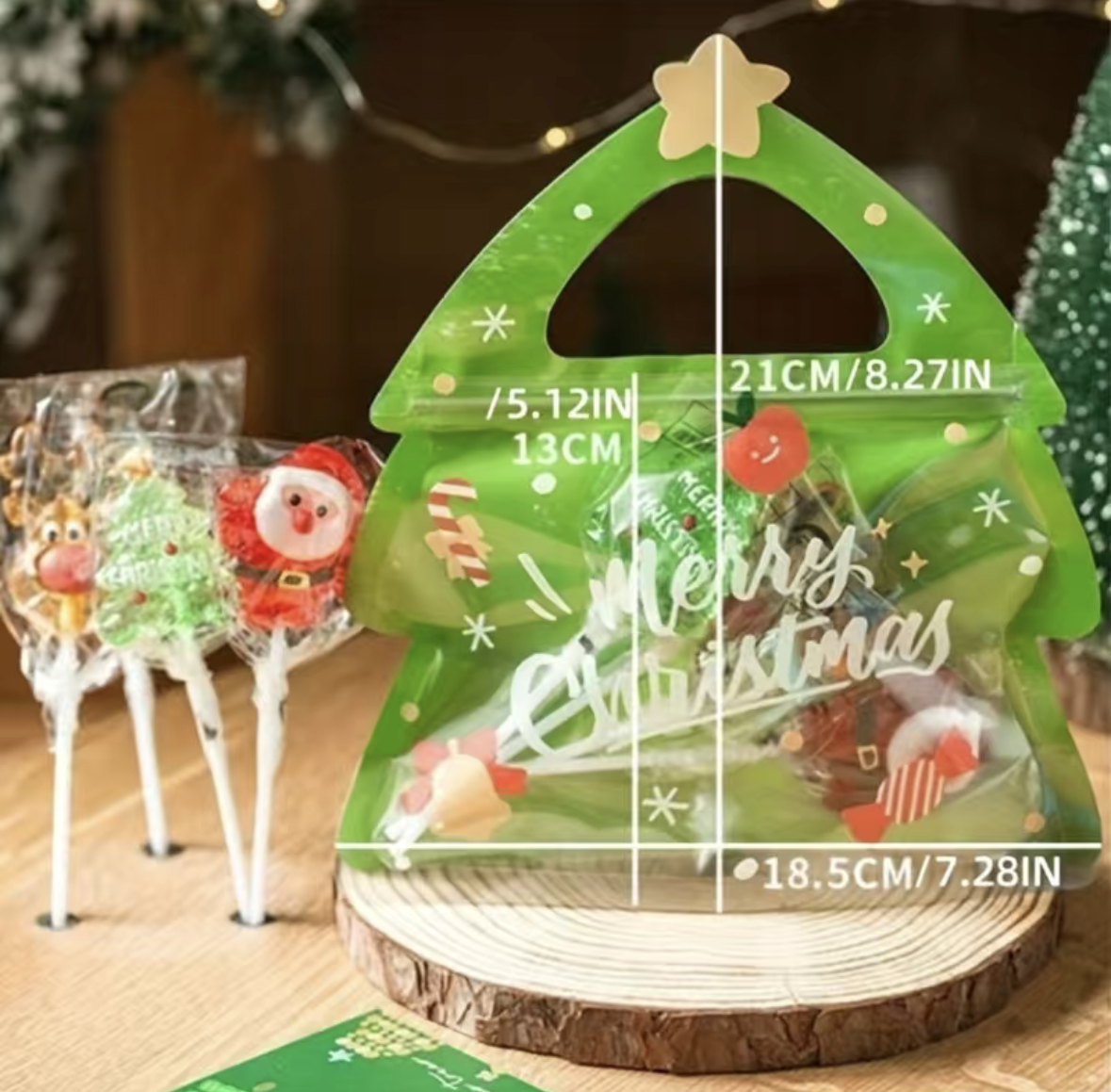 1 pc Small Christmas Tree Shape Plastic Snacks Bag