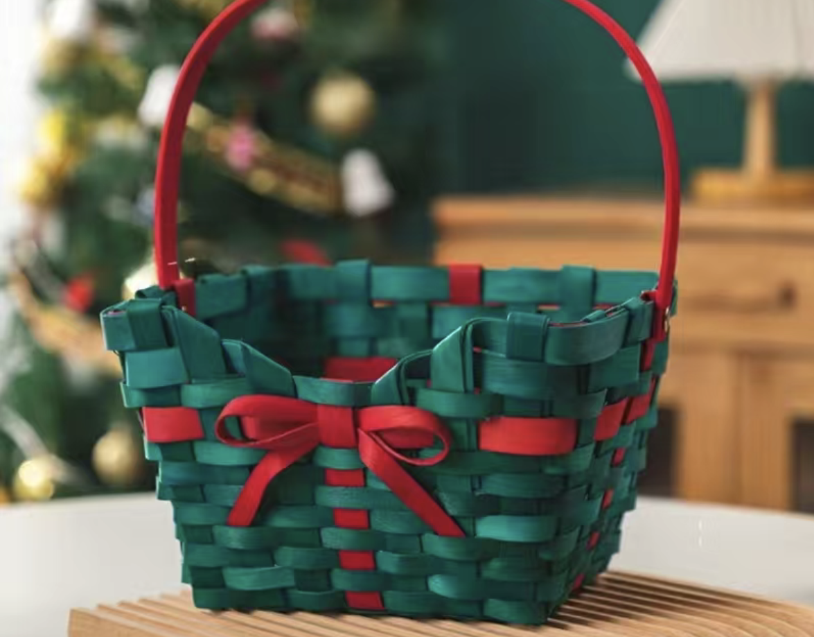 Bamboo Christmas Gift Basket 17x13x10x21cm