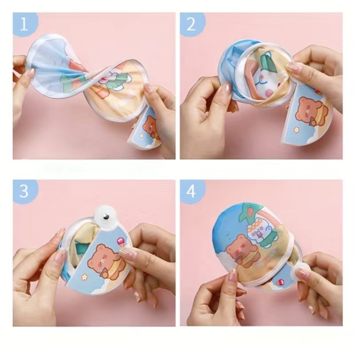 Cartoon Handheld Folding Round Fan