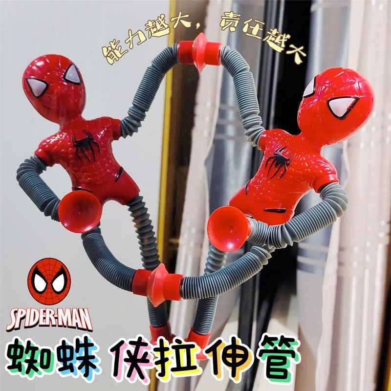 LED Tube Spiderman Toy, Telescopic Suction Cup Toy