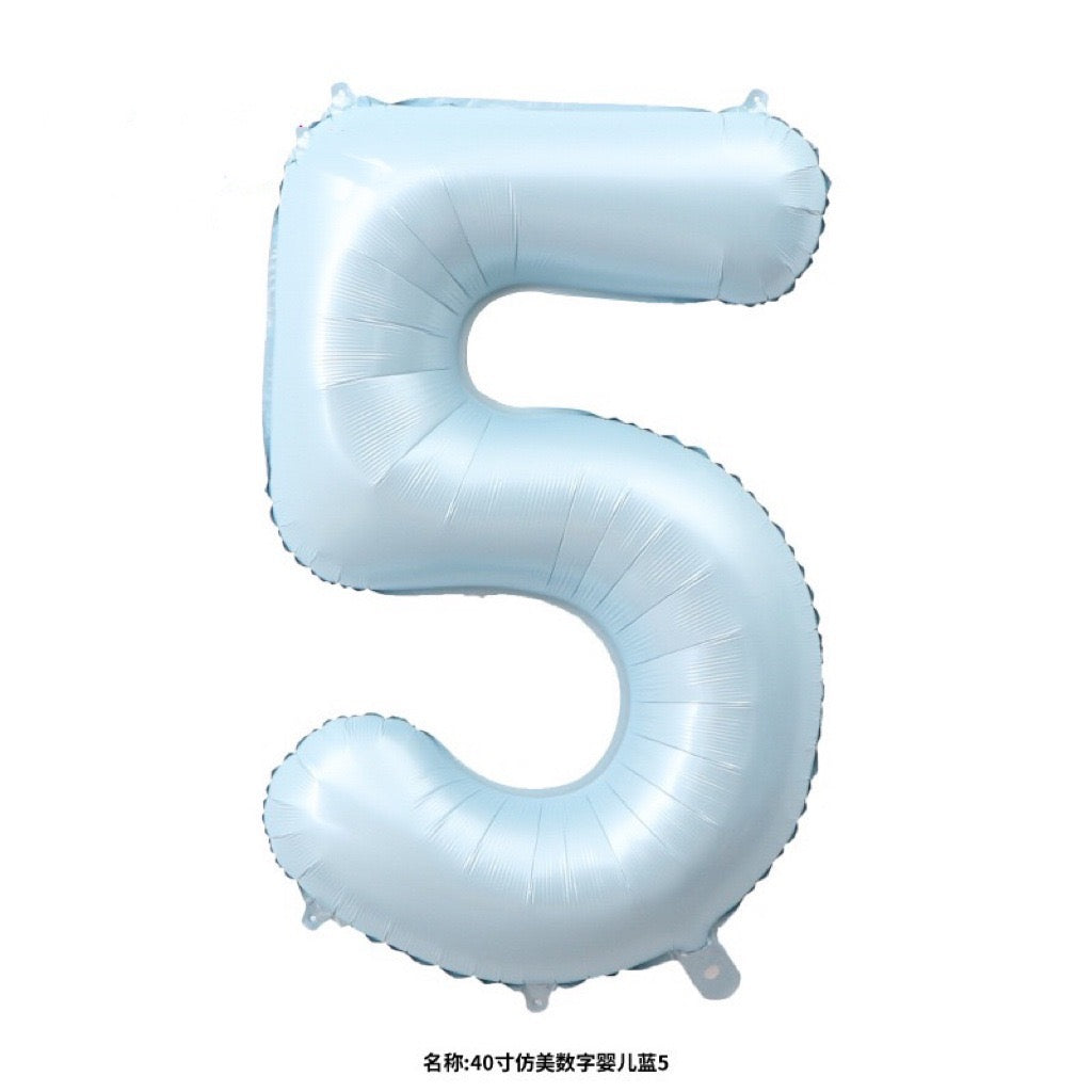 40" Baby Blue Foil Number Balloons