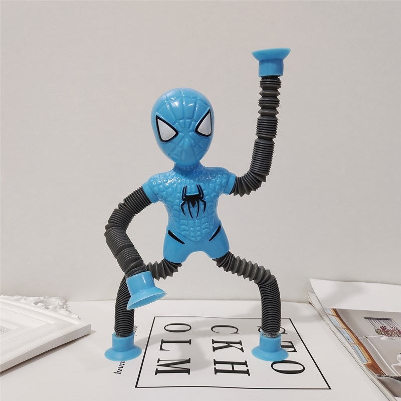 LED Tube Spiderman Toy, Telescopic Suction Cup Toy