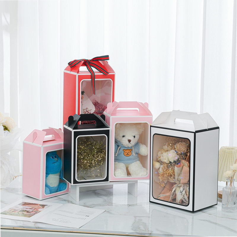 Large size PVC clear window handheld paper box