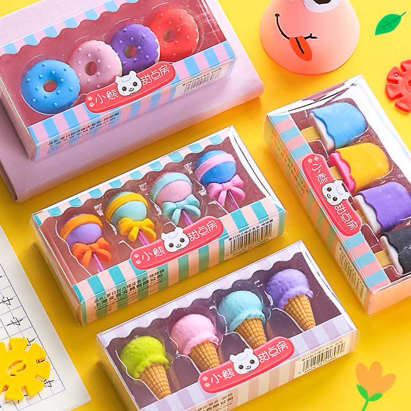 Cute 4 pcs erasers set