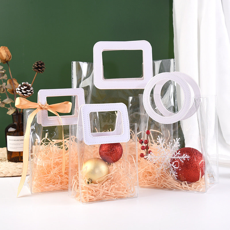 Clear square carrying pvc gift bag 17x15x8cm