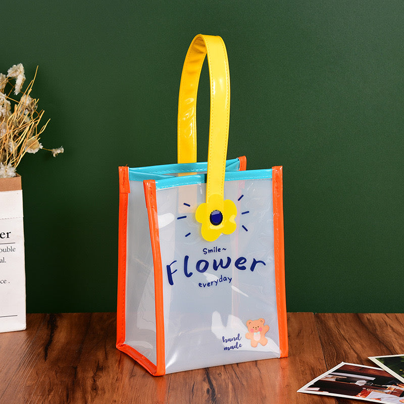 Flower pvc carrying gift bag 21x16x14cm