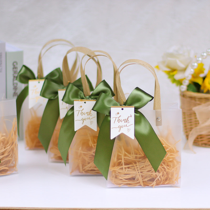 Transparent gift bag with ribbon 15x13x7cm