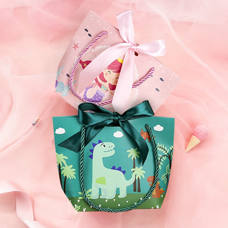 Cartoon tote gift bag with ribbon