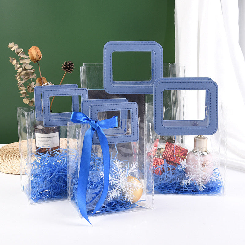 Clear square carrying pvc gift bag 17x15x8cm