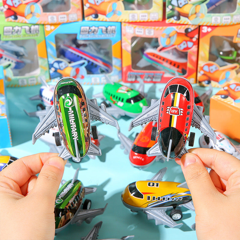 Alloy pull back tin airplane toy