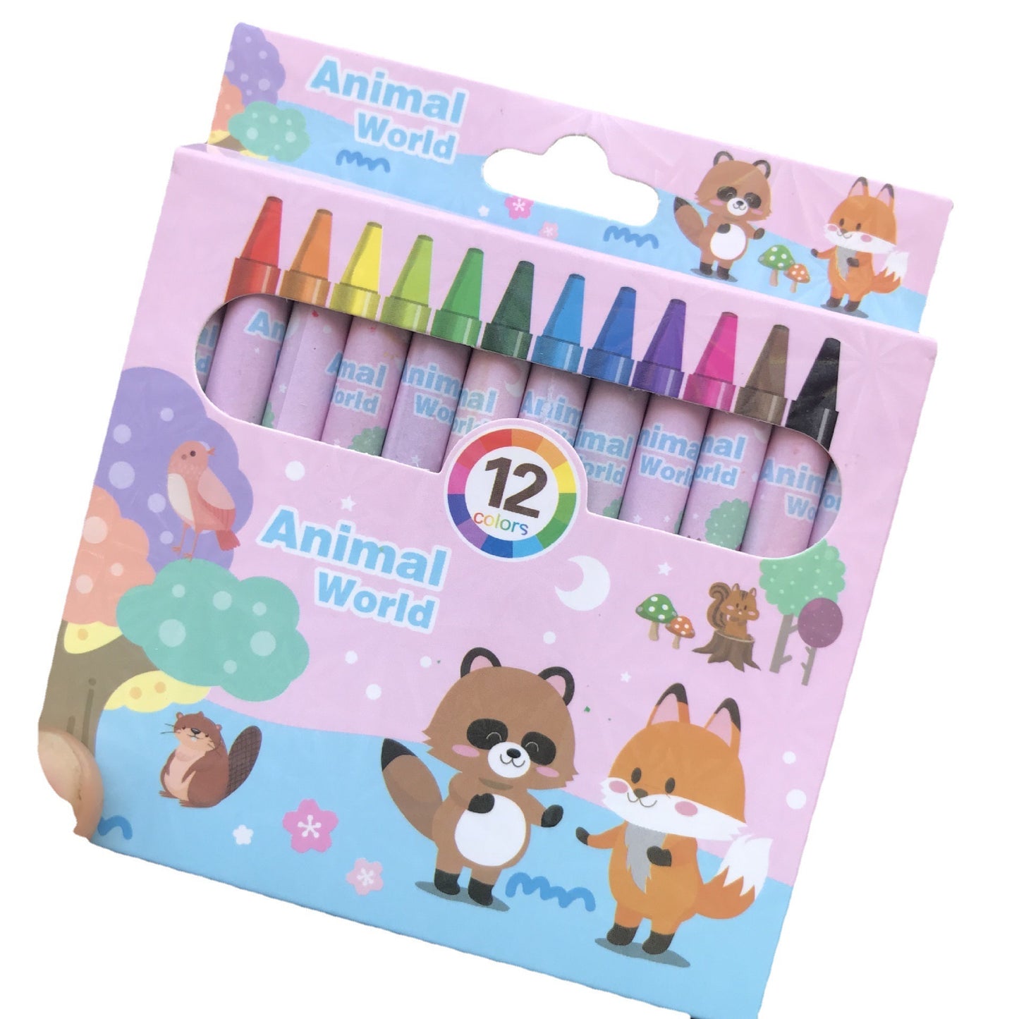 Cartoon theme 12 colors crayon set