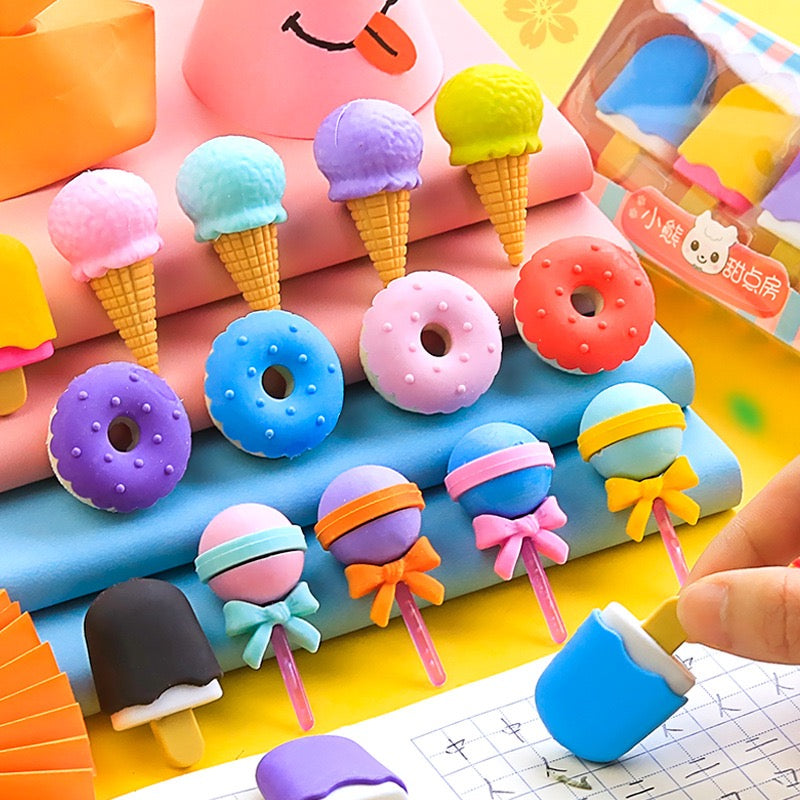 Cute 4 pcs erasers set