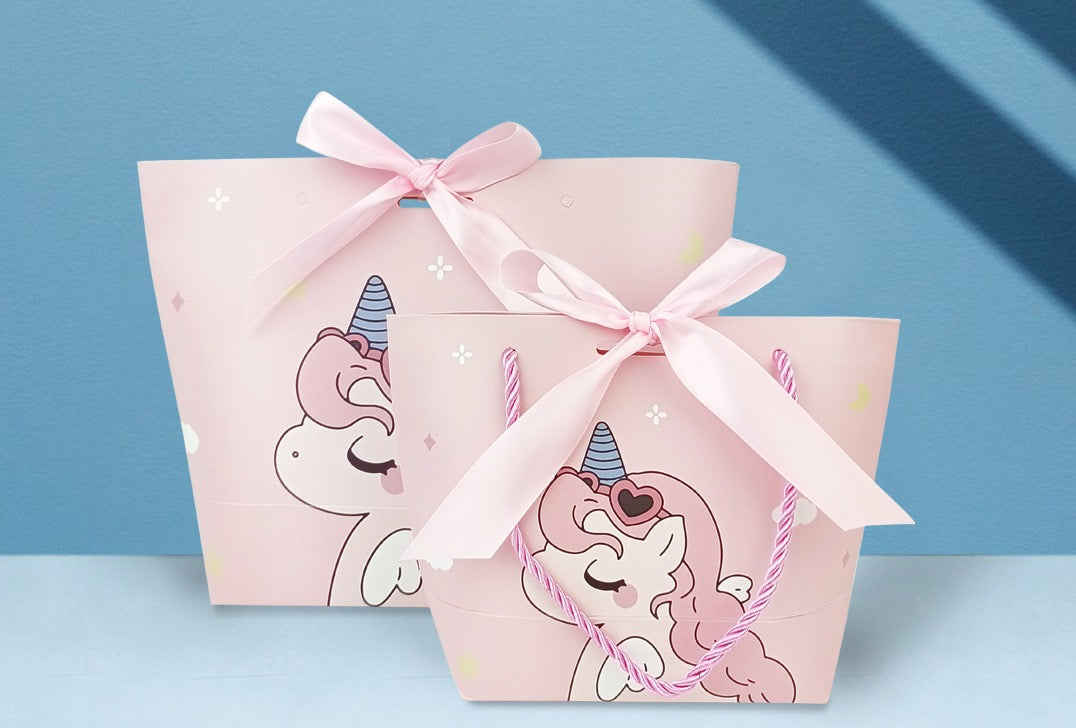 Cartoon tote gift bag with ribbon