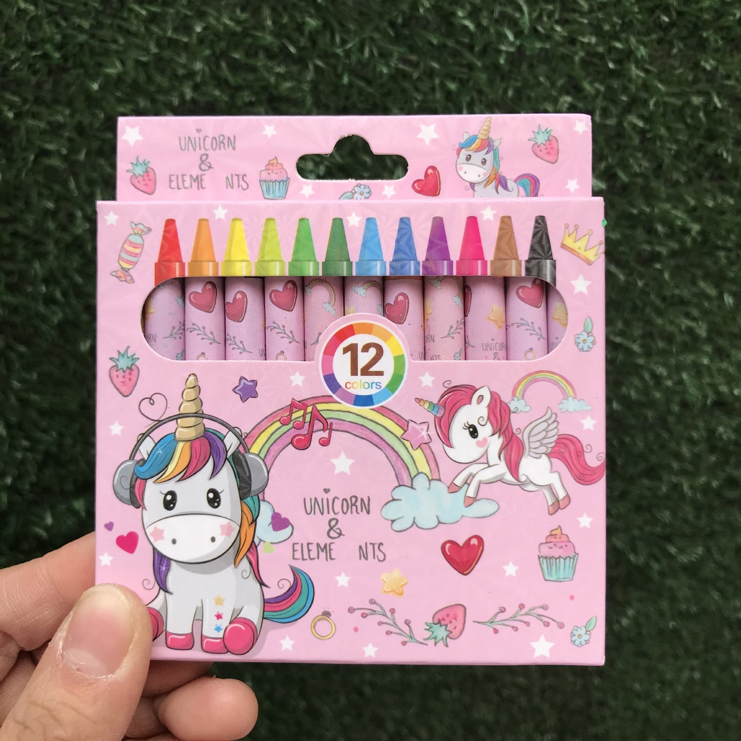 Cartoon theme 12 colors crayon set