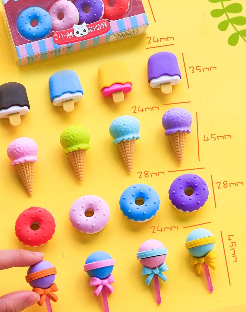 Cute 4 pcs erasers set