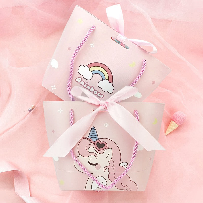 Cartoon tote gift bag with ribbon