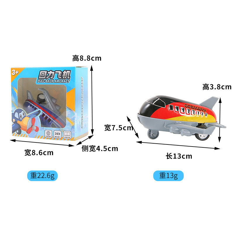 Alloy pull back tin airplane toy