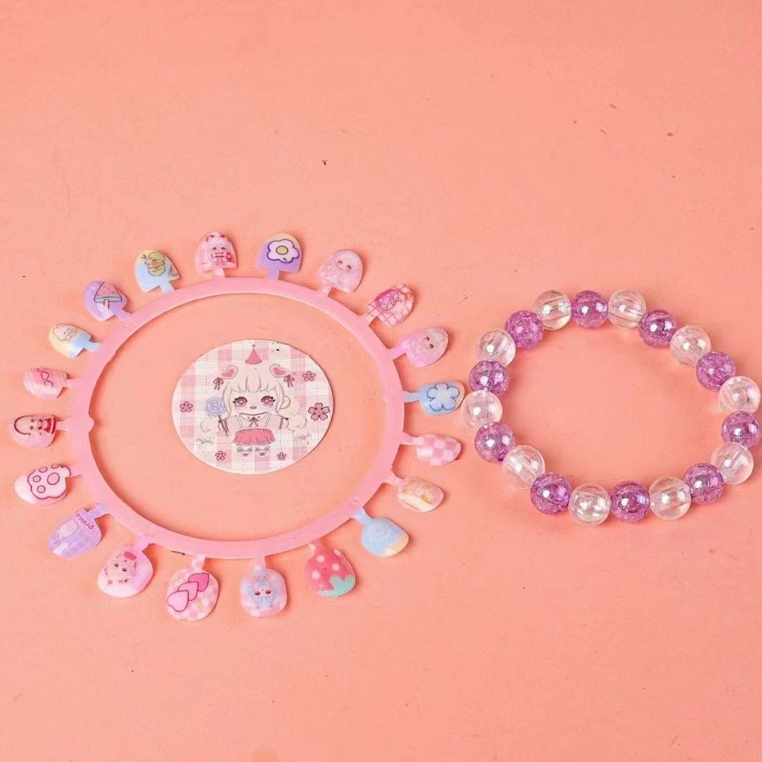 Sanrio nail stickers and bracelet set