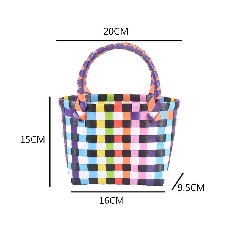 Colorful woven handheld basket handheld bag