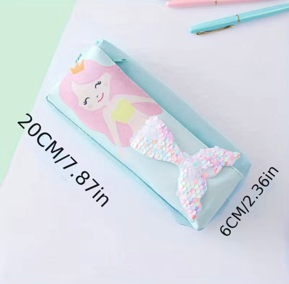 Mermaid with sequin cloth tail zip pencil case